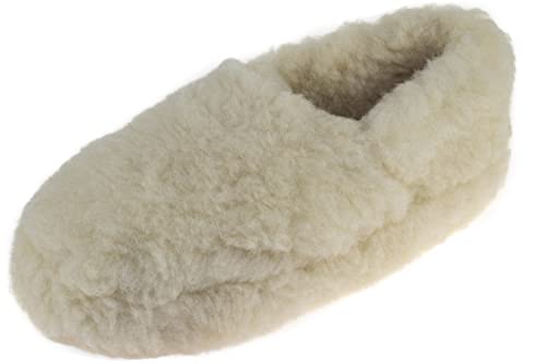 APREGGIO - Hausschuhe Herren Wollhausschuhe Damen - Hüttenschuhe Herren Wolle Warme Hausschuhe Damen Hausschuhe Winter Winterhausschuhe Schafswolle OLE - Weiß 43-44 EU Cover