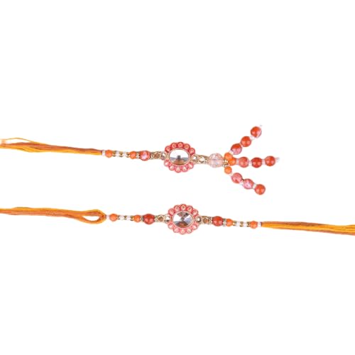Image of Traditional Rakhi For Bhai- Bhabhi For Raksha Bandhan| Handcrafted Thread Bracelet For Brother| Indian Designer Rakhi for Bhaiya & Bhabhi Combo