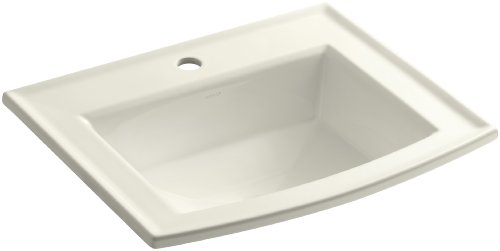 KOHLER K-2356-1-96 Archer Self-Rimming Bathroom Sink with Single-Hole Faucet Drilling, Biscuit KOHLER K-2356-1-96 Archer Self-Rimming Bathroom Sink with Single-Hole Faucet Drilling, Biscuit