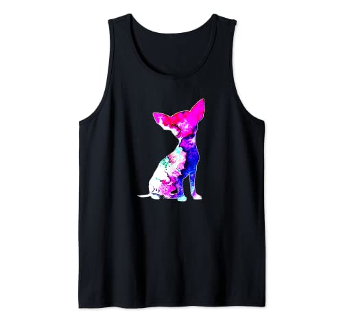 Lindo Chihuahua perro acuarela arte perros divertidos amantes propietarios Camiseta sin Mangas