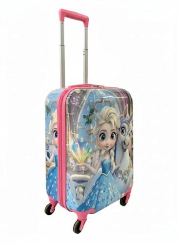 Image of ADSON Abs Kids Trolley 360 Rotating Luggage 360 Degree Wheels Princess Non-Breakable 20 Inch Kids Hardsided Suitcase with 4 Wheels, 360 Degree Wheel Travel Trolley Bag (Light Blue Princess)
