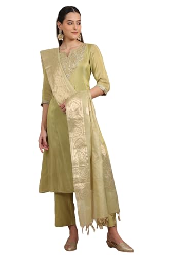 Kurta évasée beige Aurelia avec leggings et étole pour femme