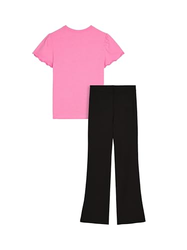 Image of PUMA Girls' Short Sleeve Tee & Legging Set, Logo Graphics, Crewneck