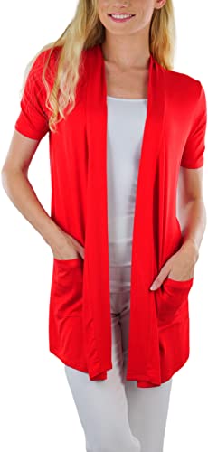 Image of ToBeInStyle Womens Open Front Casual Shrug Lightweight Layering Cardigan Sleeveless or Short Sleeve