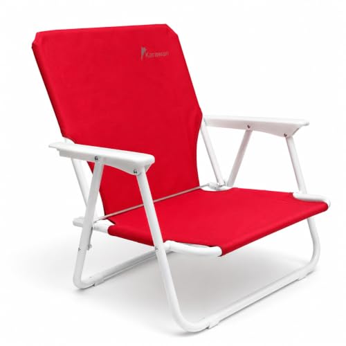 Genérico Silla Plegable Roja Baja con Descansabrazos para Playa y Camping