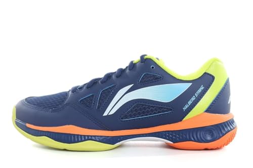 LI-NING Halberd Strike Unisex Badminton Shoes Anti-Slip Featherlight Rebound Professional Training Sports Sneakers Blueprint/Sulphur Spring US 10.5