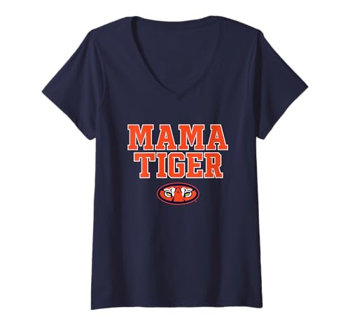 Womens Auburn Tigers Mom Mama Navy Officially Licensed V-Neck T-Shirt