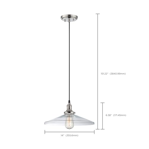 Image of Nuvo Lighting 60 /5408 Vintage Incandescent One Light Pendant Angled Clear Glass Polished Nickel
