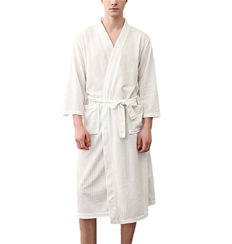 Peignoir de bain gaufré homme vêtement de nuit décontracté toutes saisons XL