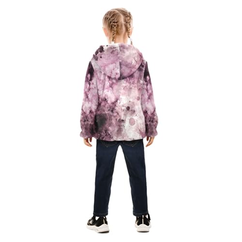 GuoChe Watercolor Abstract Splash-ink Dark Purple Baby Girl Fleece Jacket4