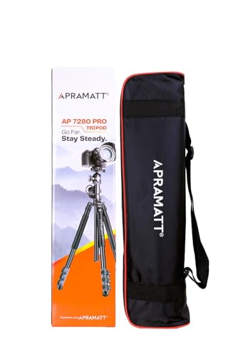 Image of AP 7280 Pro Professional Camera Tripod with Carrying Case, Black
