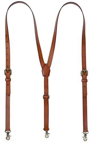 Leather Suspenders For Men, Personalized Brown Genuine Leather, Groomsmen Gifts (L Fits 5 2 -6 23 , Brown)