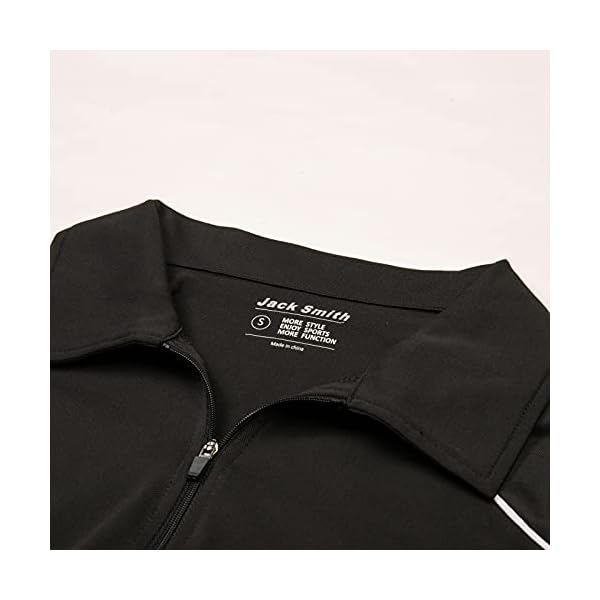 JACK SMITH Women Long Sleeve Polo Shirts Sports Athletic Shirts Dry Fit Golf Tennis Tops Zip Up Workout Shirts Black XL