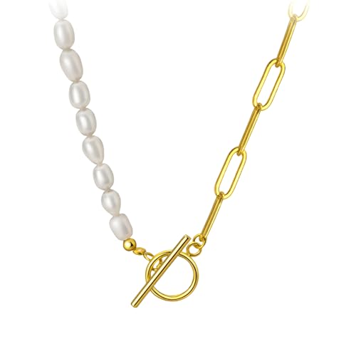 Collier en argent 925 avec chaîne demi-perle style Boho pour femme et homme