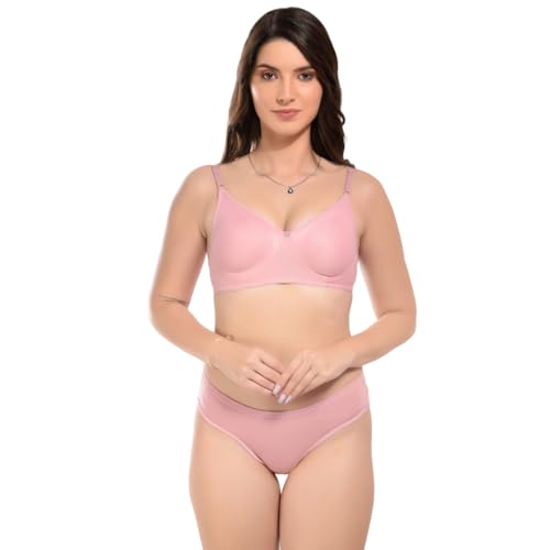 Image of SGC Women Cotton Blend Lingerie Set||Lightly Padded Wirefree Bra & Panty Set||Bridel Set for Women & Girls