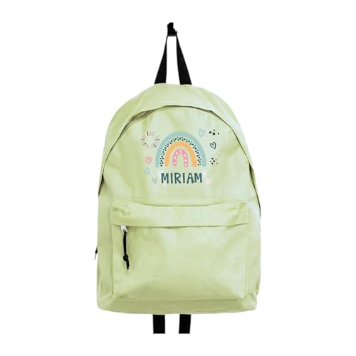 Made in Gift Mochila de Colores Personalizada con Nombre “Arcoíris Pastel” Tamaño Mediano para...