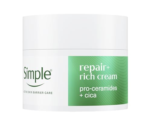 Simple Repair+ Facial Moisturiser pro-ceramides + cica relieves redness and repairs skin barrier 50 ml