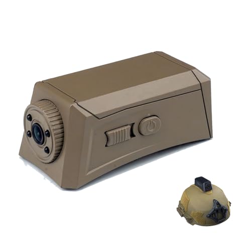 Caméra tactique pour casque - Angle réglable - Modèle de caméra décorative rapide - Vidéo HD 1080p - Accessoires de casque de tir Airsoft (brun clair)