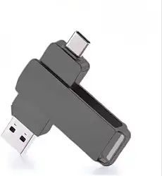 PEN DRIVE DE 2TB, TIPO 2 EM 1, INTERFACE USB 3.2, A E C, NA COR CINZA.