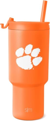 Image of Simple Modern Officially Licensed Collegiate Clemson Tigers 30 oz Tumbler with Flip Lid and Straws Insulated Cup Stainless Steel Gifts for Men Women Trek Collection Clemson University (Pack of 12)