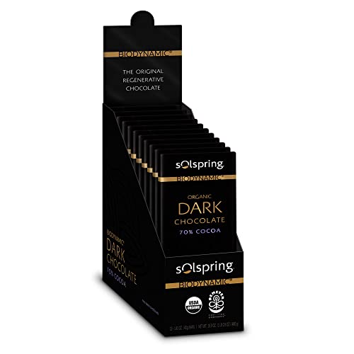 Dr. Mercola Solspring Biodynamic Organic Dark Chocolate (12-1.41 Oz Bars) 70% Cocoa, Fine Swiss Chocolate, Non Gmo, Soy Free, Gluten Free, Usda Organic, Demeter Certified #TOP8