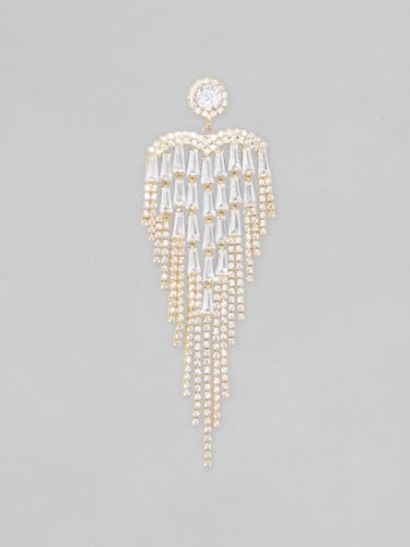 Image of Rubans Long Dangler Earrings Crystal & American Diamond Zirconia Jewellery Gift for Women & Girls