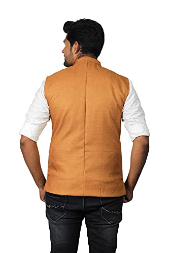 Image of PRAKASAM COTTON Men's Cotton Blend Nehru Jacket(Sleeveless wait coat)