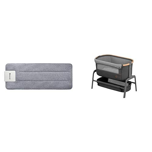 Maxi-Cosi Iora Co-Sleeper, Bedside Crib with Easy Slide Function, Suitable from Birth, 0 Months - 9 kg, Essential Graphite with e-Snooze Baby Sleep Tracker