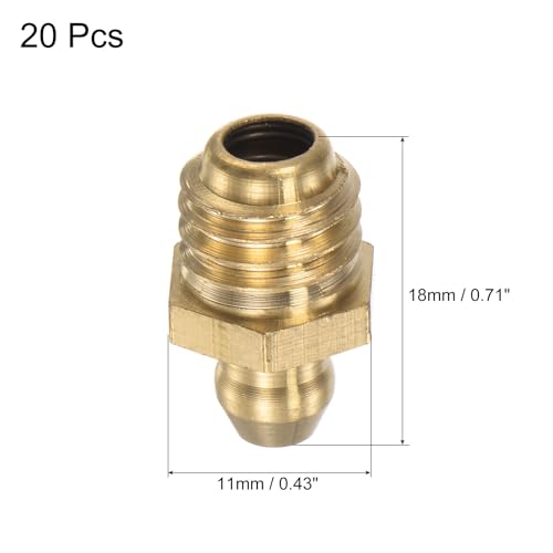 Image of uxcell Brass Straight Grease Fitting M10 x 1.5mm Thread Hydraulic Grease Fitting Accessories, 20Pcs
