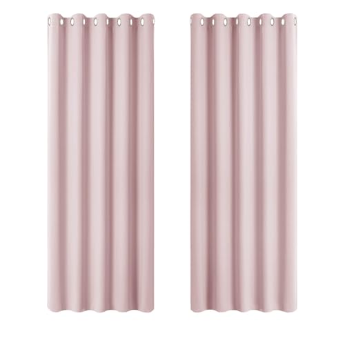 PONY DANCE Pink Window Curtains for Girl's Bedroom - Nursery Thermal Curtain Curtains &Drapes with Eyelet Top for Window Treatment for Kids, Set of 2, 66 Inch Width x 72 Inch Drop, Light Pink