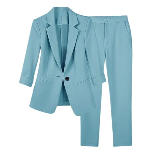 Generico Tailleur Donna Casual Pantaloni Completo Elasticizzato Comfort Business Elegante