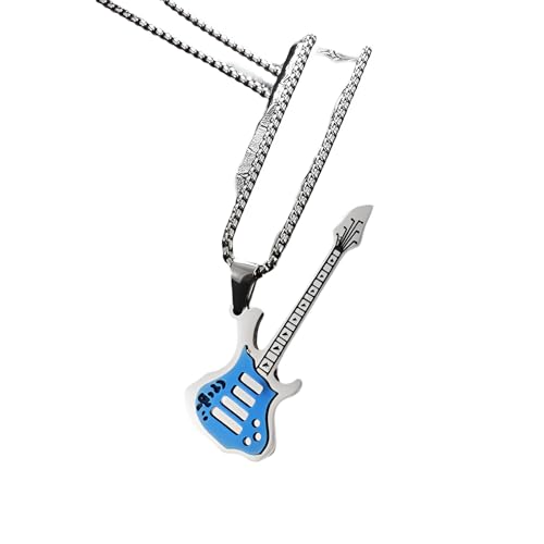 Collier guitare en argent 925 sterling pour passionnés de musique rock punk