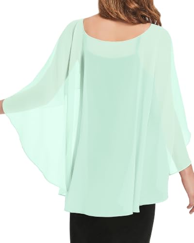 Image of Women Shawl and Wraps for Evening Dress Chiffon Cape Sheer Poncho Cover Up