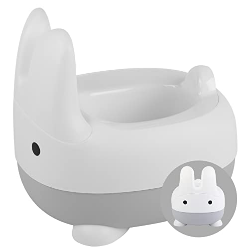 Image of ToeZee Bunny Toddler Potty Training Toilet Seat - Comfortable Toddler Toilet Seat - Easy to Clean Removable Bowl - Non-Slip Kids Potty Chair - Toddler Potty Seat for Boys & Girls (Gray)