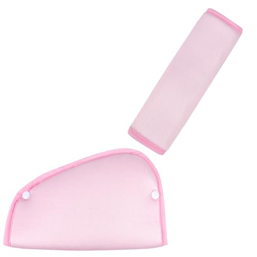 Kids Seat Belt Cover Pads Universal Seat Belt Adjuster for Kids HNHUAMING Kids Shoulder & Belly Protective Padding for Travel Soft Breathable Car Seat Straps Pads for Children Pink