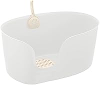 Richell PAW TRAX XL High Wall Cat Litter Box - Extra Large High Sided Pan, Anti-Tracking Grate, Made in USA - White
