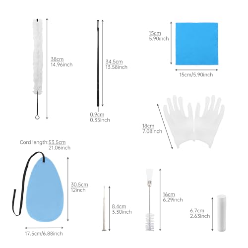 Clarinet Cleaning Kit, Flute & Clarinet Care Tools for Wind Woodwind Instrument, with Cotton Brush, Cleaning Swabs, Double End Tone Hole Brush, Cleaning Rod, Screwdriver, Cork Grease & Cotton Gloves