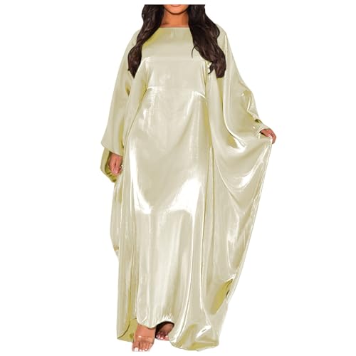 Abaya en satin noble pour femme au design moderne et coupe ample