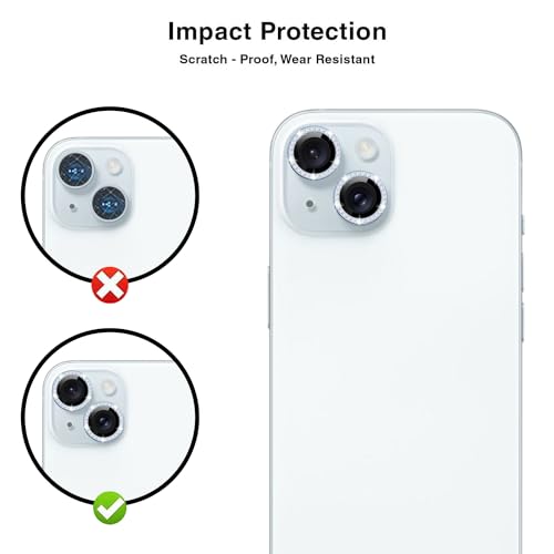 Image of Back Camera Lens Ring Guard Protector for Apple iPhone 15 | Diamond Camera Ring Aluminium Alloy Edge (Blue)