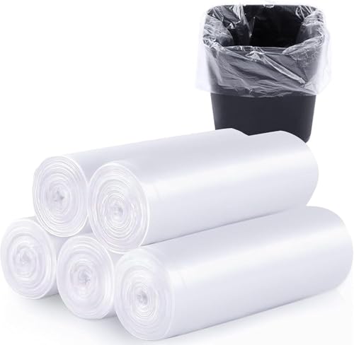 100 Count 8 Gallon Trash Bags Clear Medium Garbage Bags 1.1 mil Strong Leakage-Free Unscented 30 Liter Thick for Bathroom Office Kitchen Waste Basket Trash Can (Clear 8 Gallon-100 Count)