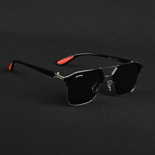 Image of GYNK Square Frame Sunglasses for Men | Premium Metal Frame Sunglasses | Fashion Eyewear for Driving, Travel, Riding, Outdoor Activities, Beach & Daily Wear