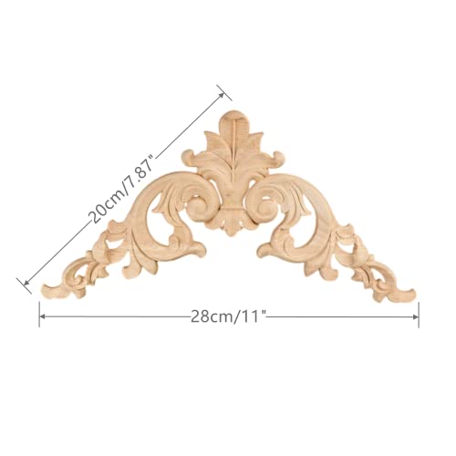 4pcs Carved Corner Applique Onlay for Furniture Home Door Decal Oak Large