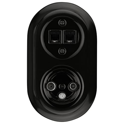 PR1 Series Porcelain Retro Frame Double Socket Black, 173 x 100mm I Höhe 13mm - Image 4