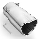 Tongze Heart Exhaust Tip 2.5' Inlet, Adjustable Stainless Steel Exhaust Pipe, Modified Exhaust Tail Pipe Universal for Most Car(Silver)
