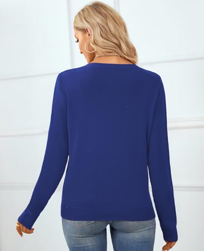 Image of QUALFORT Women's 100% Cotton Sweater, Basic Lightweight Long Sleeve Pullover