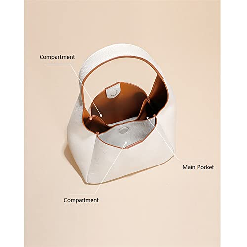 Image of JIUFENG Genuine Leather Bucket Tote Bag Commuter Underarm Shoulder Bag Women Purse