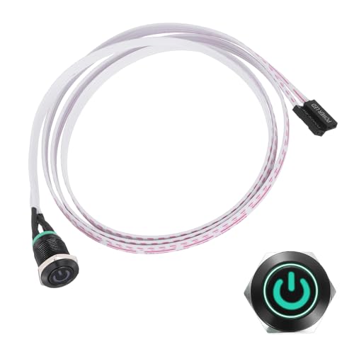PATIKIL bouton châssis 12mm symbole LED vert PC