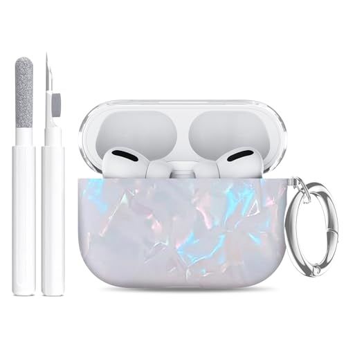 Image of Compatible Airpods Pro 3 Case (2025),Design Shell Print Silicone Protective Cases for Apple AirPods Pro 3rd Generation Case,Airpod Pro 3 Cover with Keychain&Cleaner Kit for Women /Girls,White Shell
