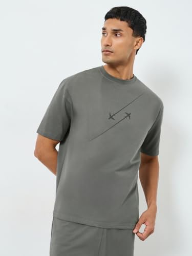 Styli Men 7023361905 Short Sleeve T-Shirt and Shorts Co-Ords M Grey