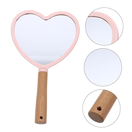 Espejo de Maquillaje Portátil con Mango de Madera en Forma de Corazón miniatura 6